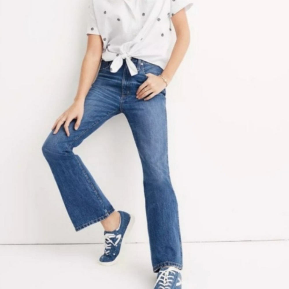 Madewell rigid flare 70s style blue jeans 23 NWOT